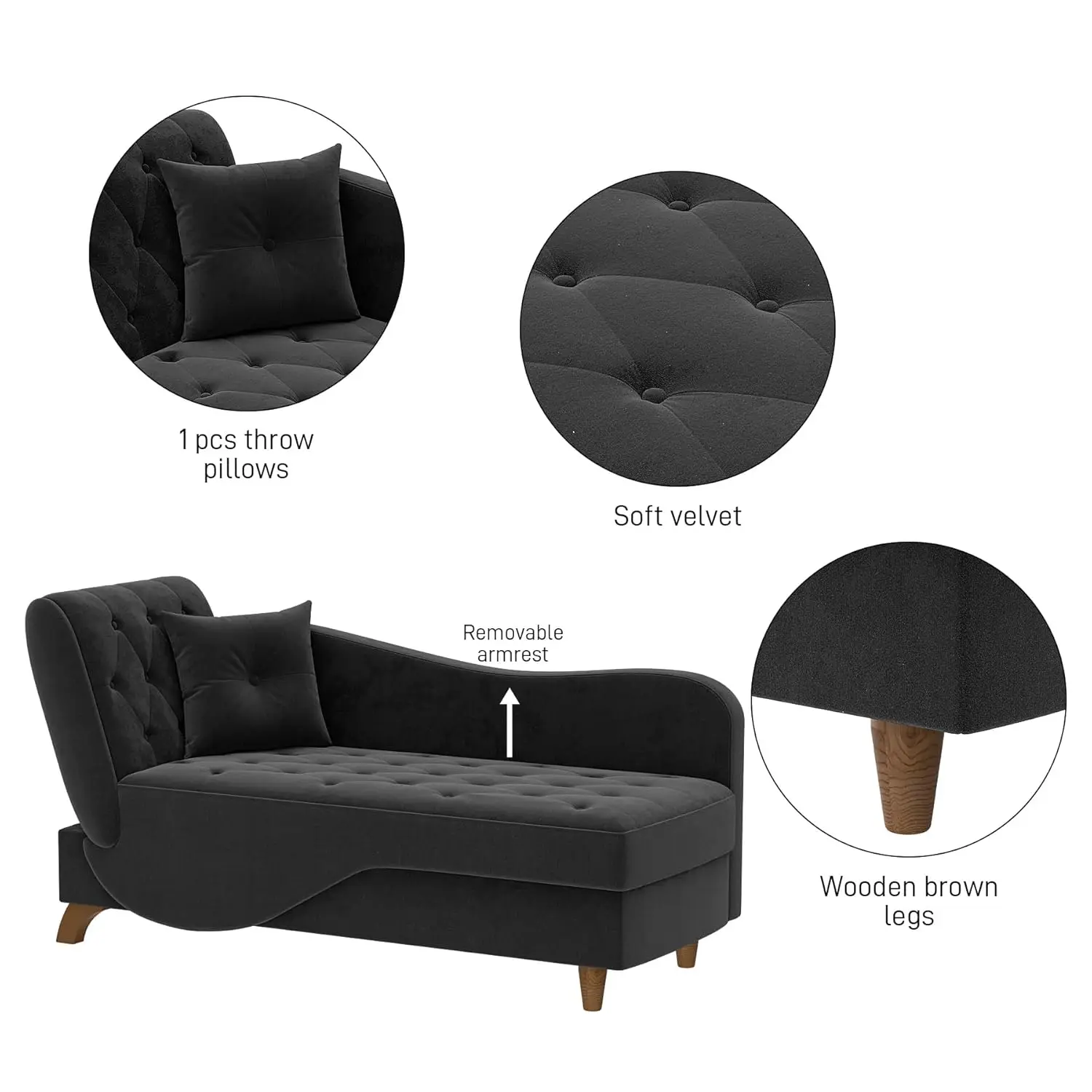 newVelvet Chaise Lounge Chair with Storage Adjustable Recliner Sleeper Sofa Bed with Pillow for Living Room Playroom, Customized