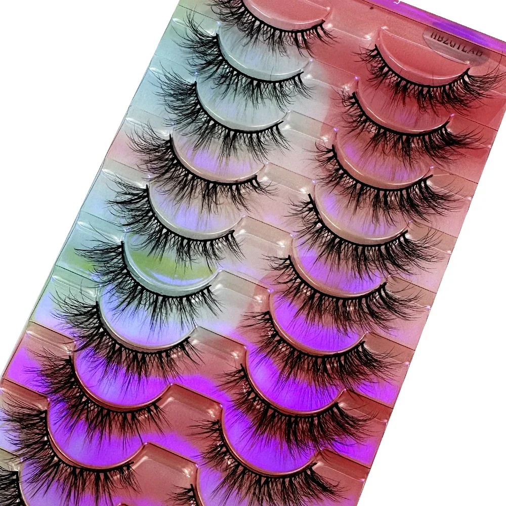 HBZGTLAD Nerzwimpern, 3D-Nerzwimpern, dicke Wimpern, natürliche, unordentliche schwarze Nerz-Kunstwimpern, volle Streifenwimpern, wiederverwendbare Make-up-Wimpern