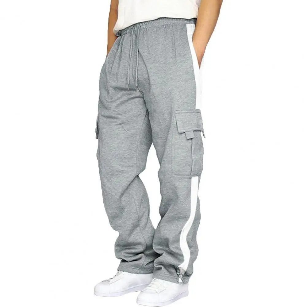 

Men Cargo Pants with Multiple Pockets Elastic Loose Elastic Waist Drawstring Trousers Sweatpants