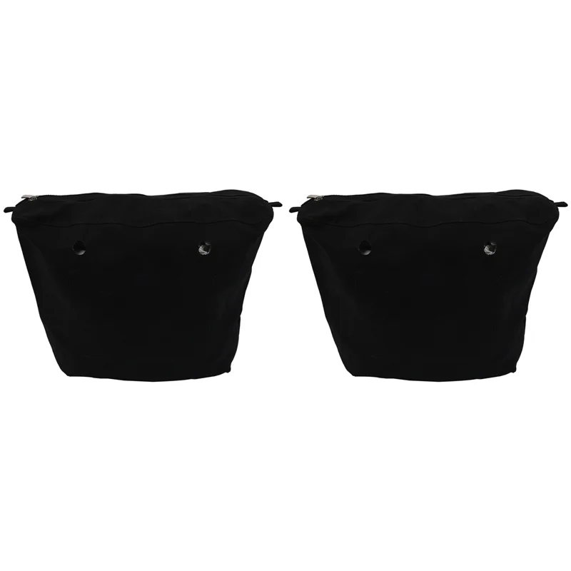 ABRT-2X Waterproof Solid Canvas Insert Inner Lining Insert Zipper Pocket For Obag O Bag Handbag Bag Black