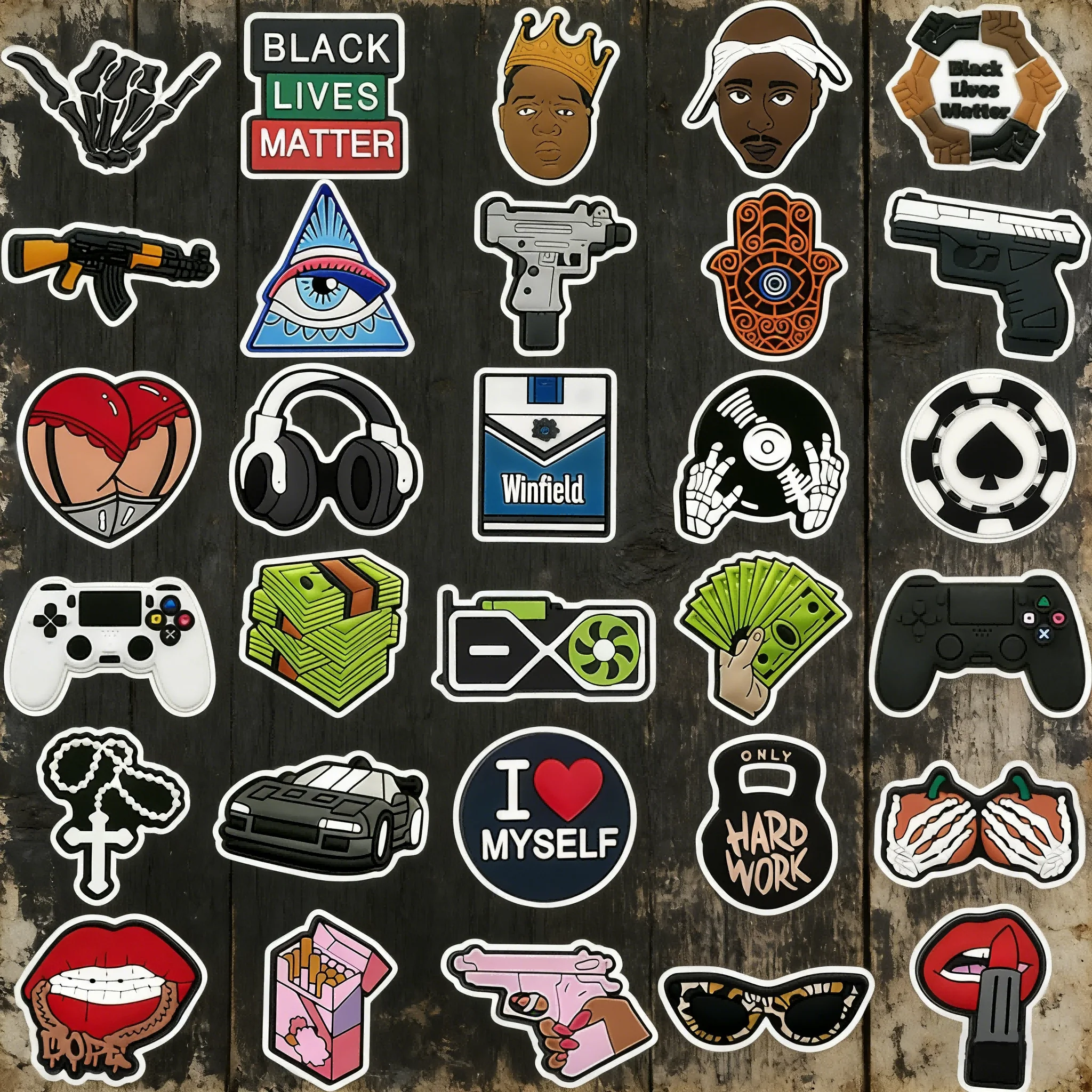 1PCS Cool Hip Hop Shoe Charms Trendy Streetwear Game Controller Money Shoe Decoration Pins, Funny Shoe Accessories for Men Teens