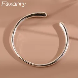 FOXANRY Minimalist Smooth Bracelets Birthday Party Jewelry for Women Korean Trendy Geometric Handmade Beach Accessorie