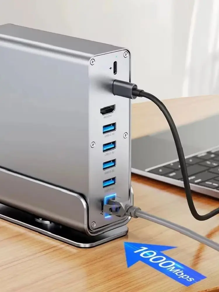 KEBIDUMEI 15 w 1 Stacja Dokująca USB-C Typu-C 4K60Hz HUB z HDTV USB 3.0 PD 100W SD/TF RJ45 1000M 3.5 mm Audio do Laptopa — 2