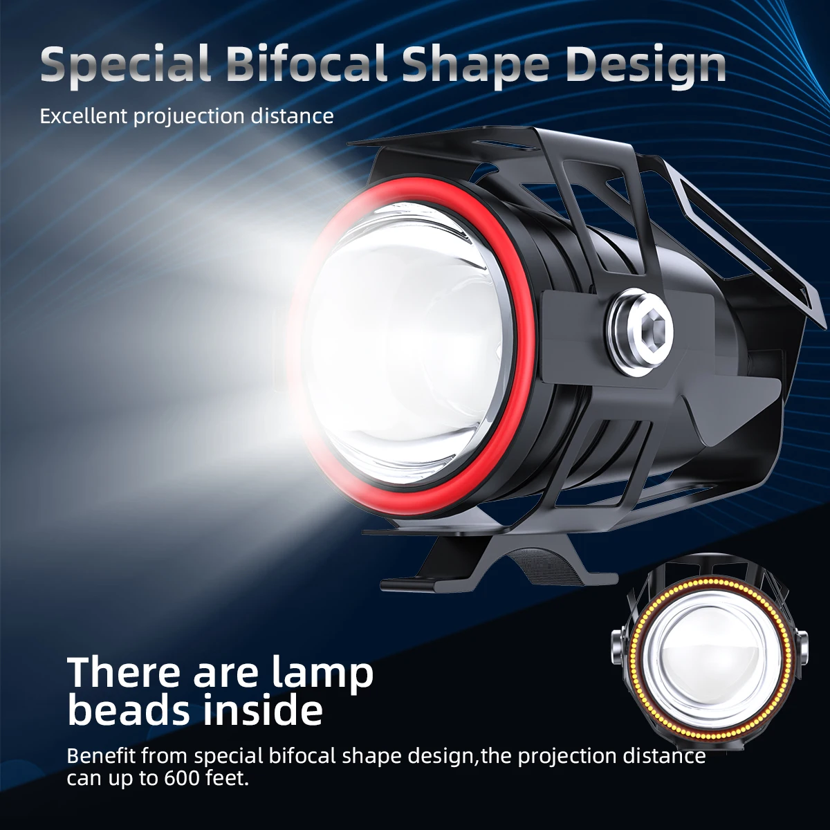 1Pcs Motorcycle Spotlight Lens LED Headlight 12V U7 LED Motorbike Auxiliary Fog Light DRL Driving Lamp Universal Spot Light Whit image 3