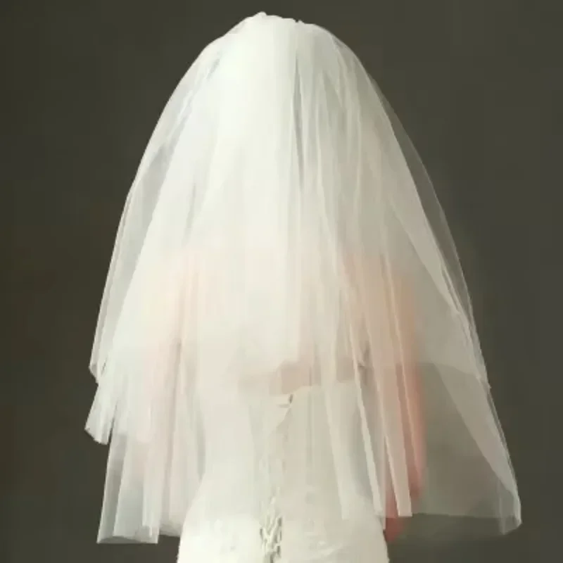Two-Layer Tulle Wedding Veil - Standard - close-up view