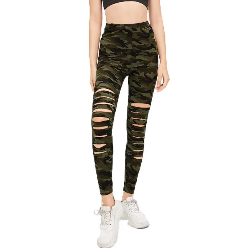 Camo Hollow Out Leggings for Women Sexy Seamless Leggings High Waist Hip Liftting Fitness Pants Workout Running Yoga Pants