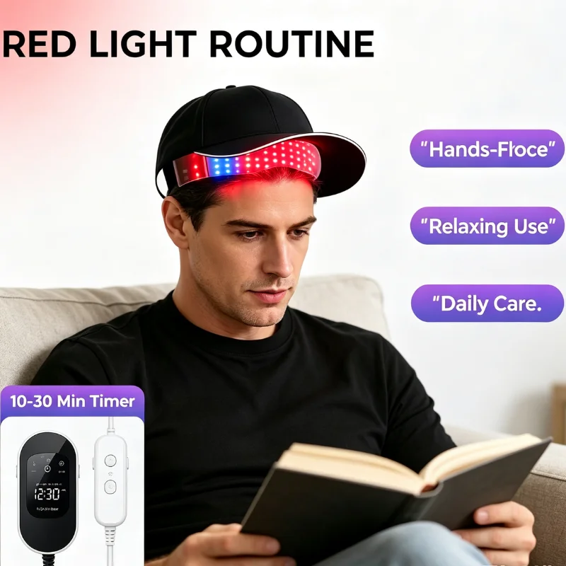 Portable 100 LED Red Light Therapy Hat 450nm 660nm 850nm for Hair Regrowth Scalp Health Anti Hair Loss Treatment