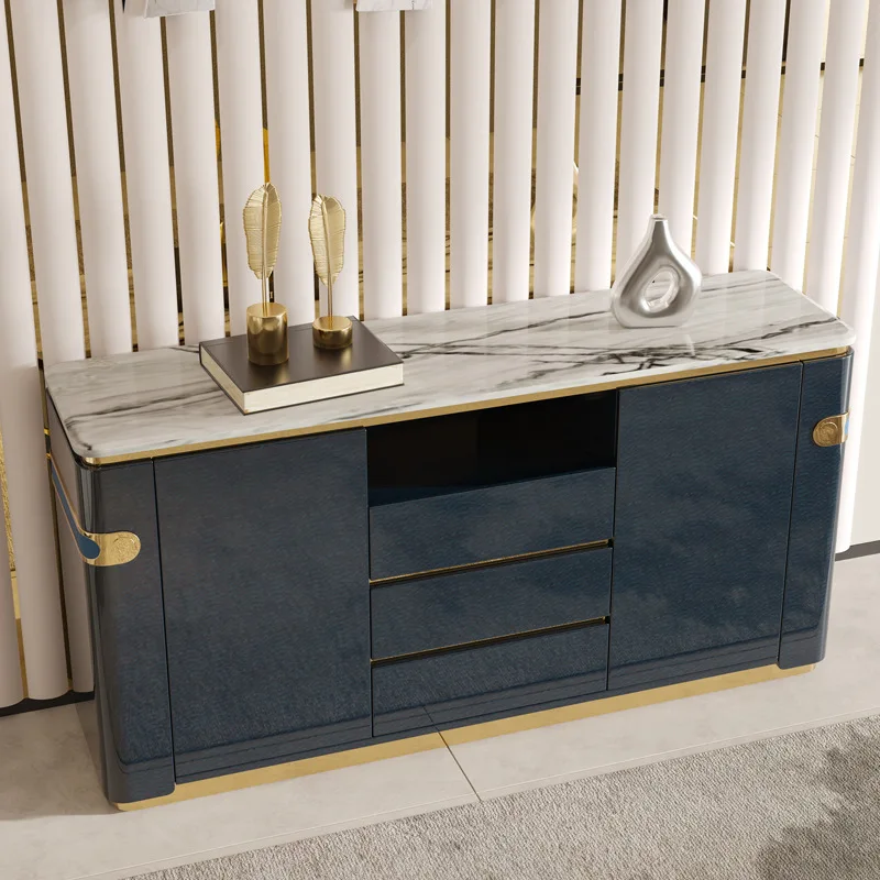 Light luxury sideboard, Hong Kong-style chest of drawers, simple post-modern wine cabinet, metal storage cabinet