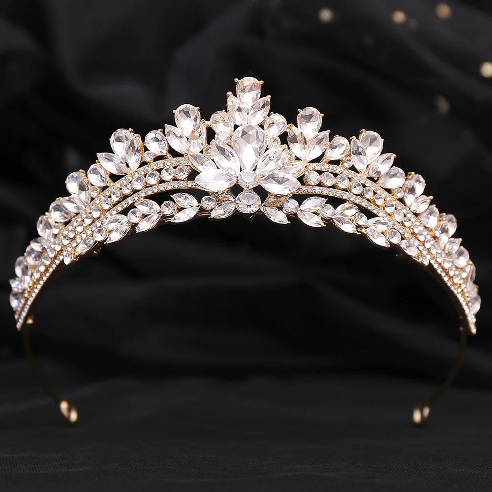 DIEZI Korean Green Blue Opal Crystal Princess Crown For Women Wedding Luxury Queen Princess Bridal Party Tiaras Hair Accessories