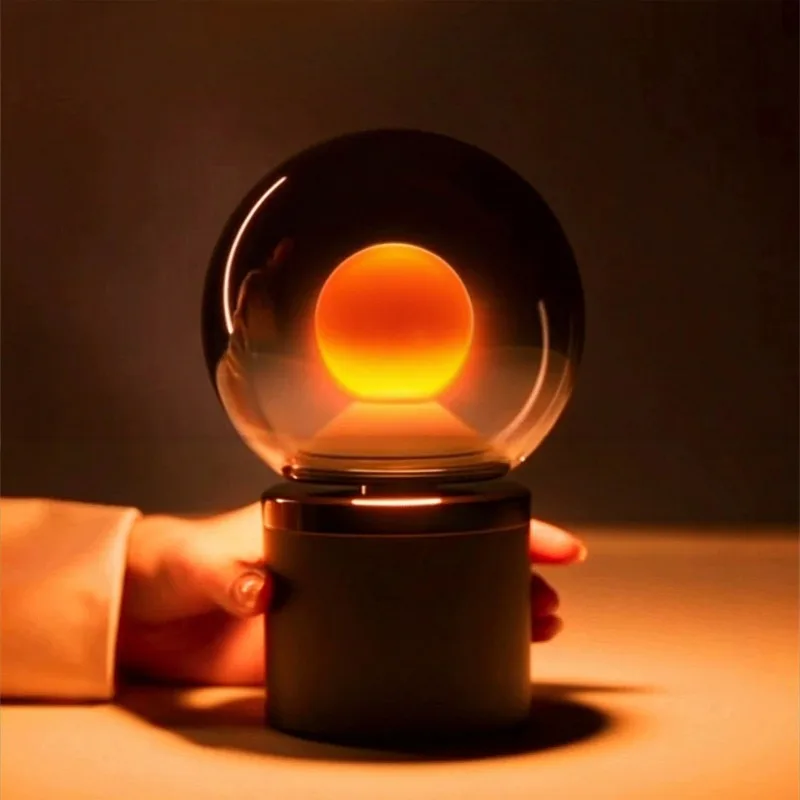 Nordic Led Mood Light Luxury Floating Moon Nightlight Minimalist Rechargeable Wireless Lamp Sunset Design Table Lighting Fixture
