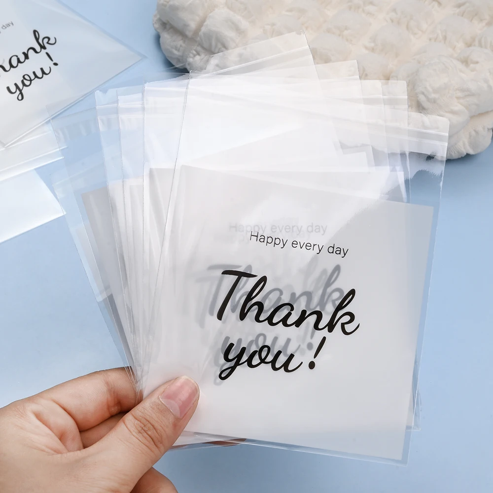 100 Stück "Danke" Bedruckte Mini-Druckverschlussbeutel Klare Plastikbeutel für Schmuck, Perlen, Süßigkeiten und Bastelmaterial (Verschiedene Größen) – Detail 2