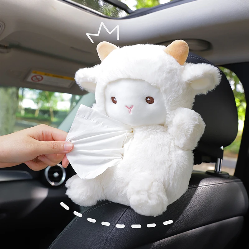 

Cartoon Car Shape Carton Car Interior Decoration Decoration Car Tissue Box Plush Pig and Sheep Napkin Paper Holder Universal