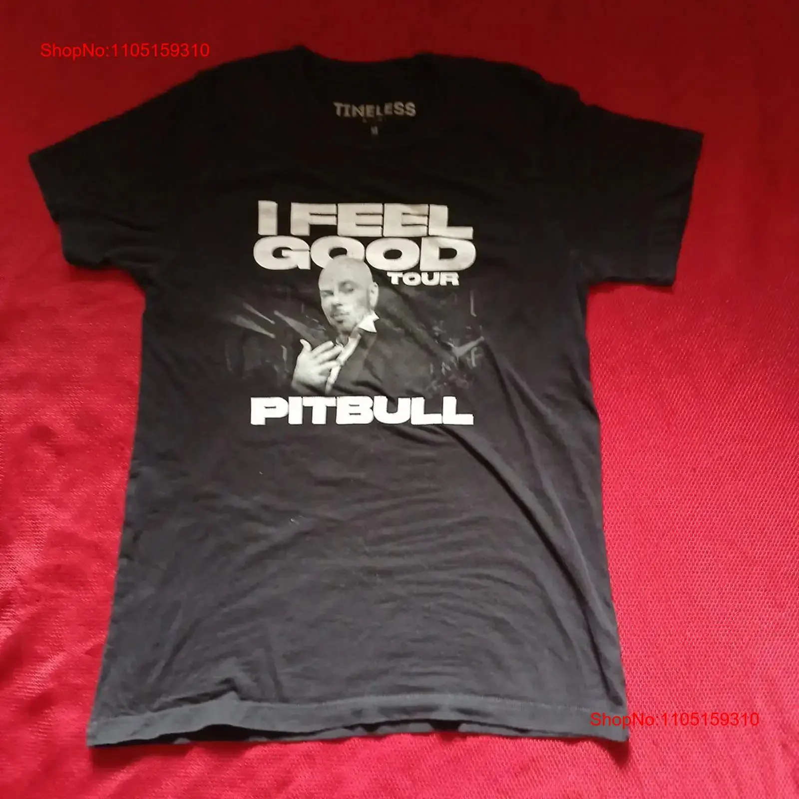 Pitbull 2021 I Feel Good Tour Concert T Shirt Size Womens Medium Double Sided vintage Washed fashion Slightly Stylish homme