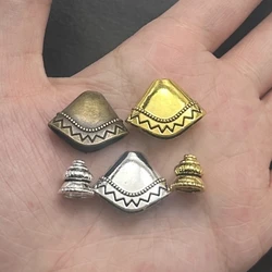 10pcs 3-color Charm Horn Perforated Bead Hat End Spacing Connector DIY Bracelets Necklaces Jewelry Accessories Wholesale