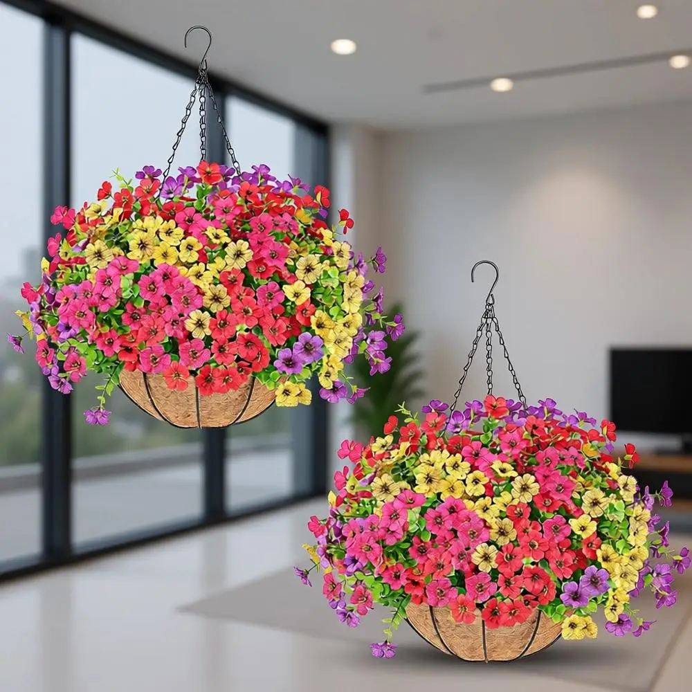 

UV-Resistant Artificial Hanging Plants for Indoor or Outdoor Use - Perfect Spring/Summer Patio, Garden, Porch, and Deck Decor