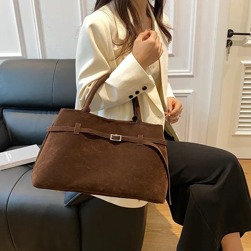 New Fashion Solid Casual Tote Top-Handle Bags 2024 Good-looking Matte Finish Retro British High-capacity Commute Style HandBags