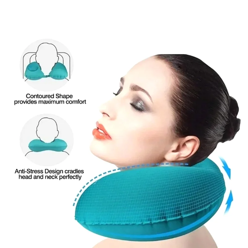 ABDJ-With Air Pressure Ring For Use In Cars,Trains And Airplanes Easy-To-Store Pillow
