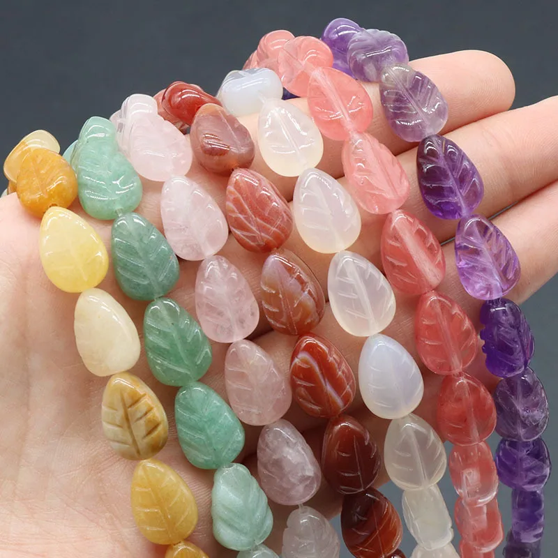 

Natural Stone Beads Crystal Agates Leaf Shaped Loose Beads Charms for DIY Necklace Bracelets Earrings Jewelry Making Accessories