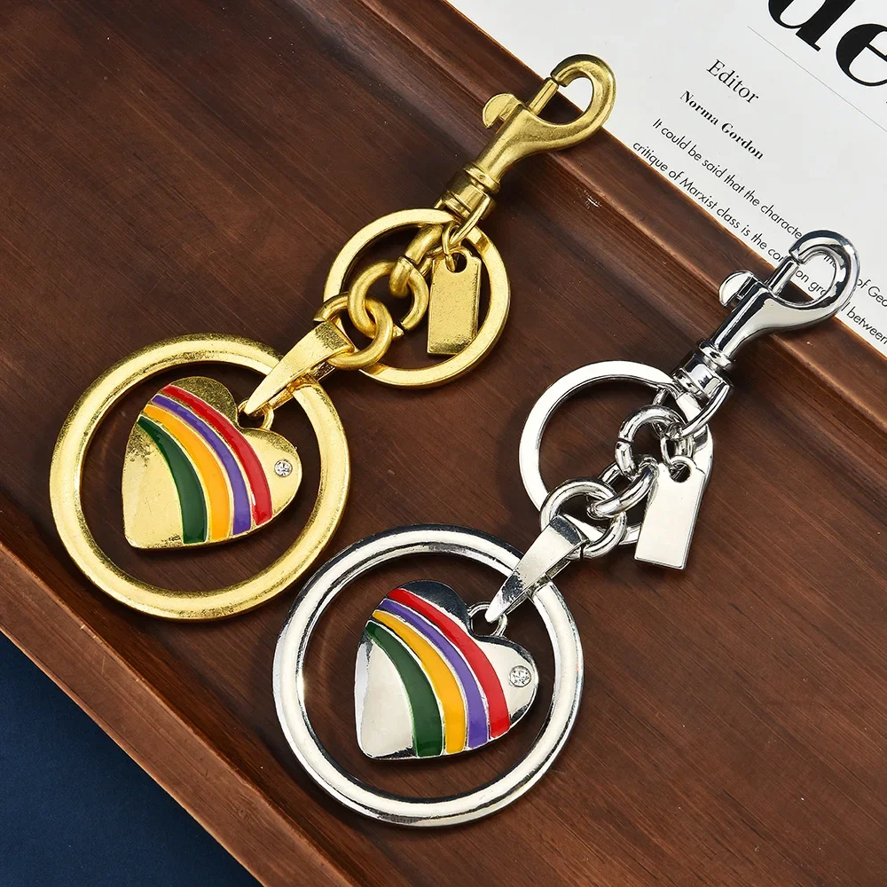 

2025 New rainbow heart alloy heart-shaped bag pendant, cross-border bag pendant, bag keychain