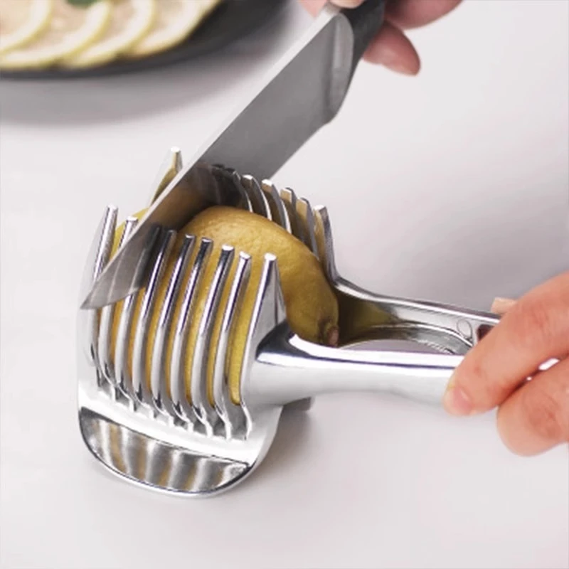 

Stainless Steel Kitchen Handheld Orange Lemon Slicer Tomato Cutting Clip Fruit Slicer Onion Slicer Kitchen Cutter Accessorie