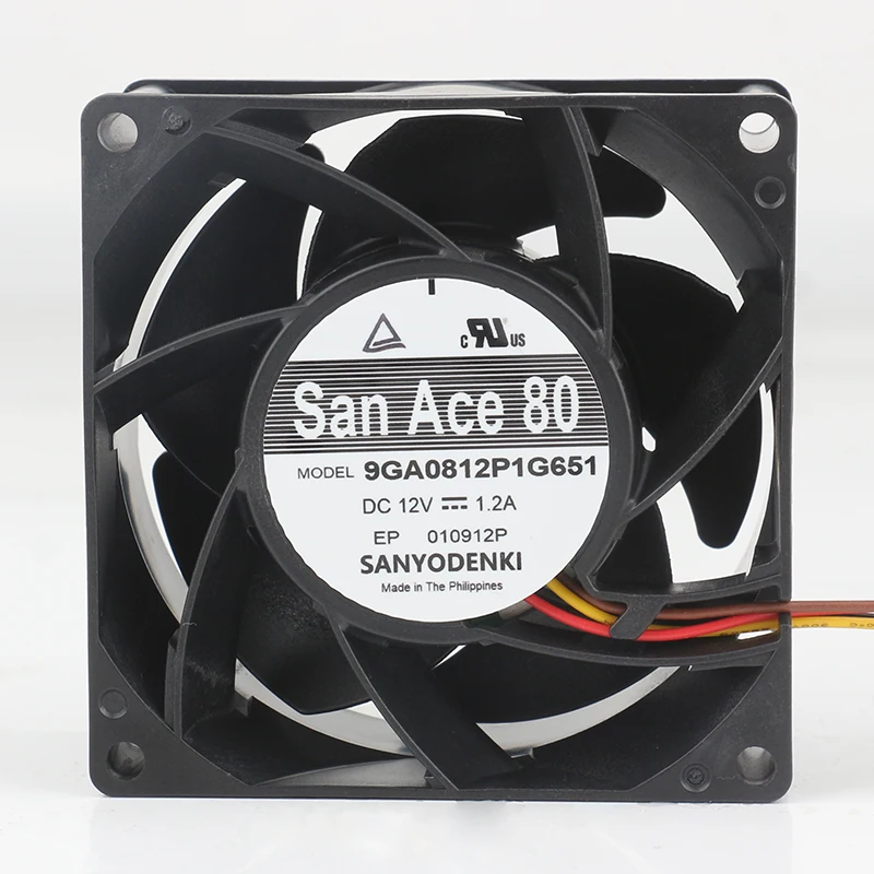 Sanyo 12V 1.2A High Speed Cooling Fan 80x80x38MM 8CM Large Air Volume Server Chassis Fan 9GA0812P1G651 for Computer Hardware