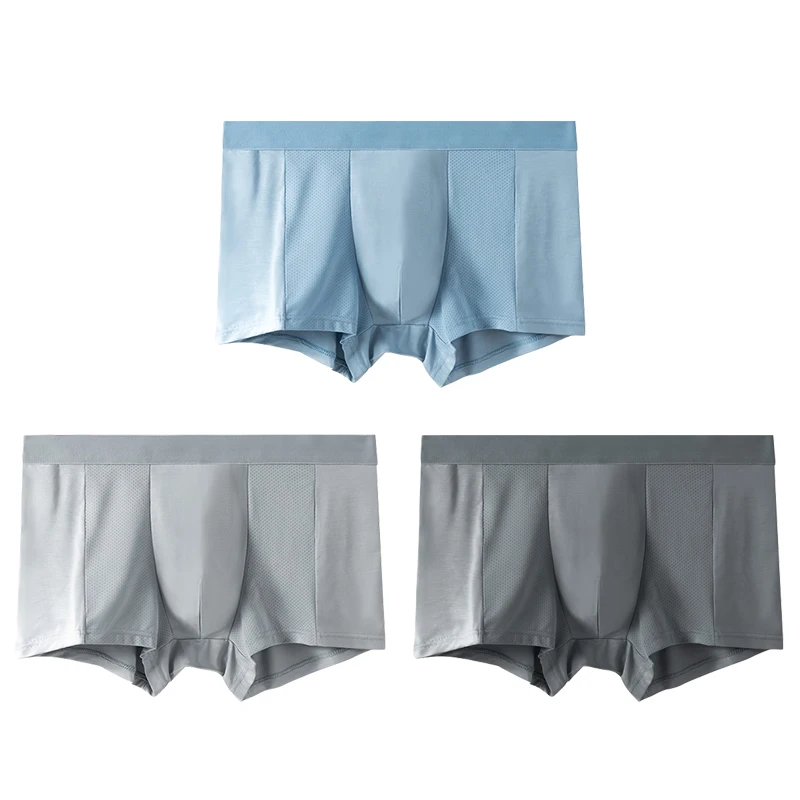 

5PCS Men's summer - style thin underwear. These are boxer shorts with an ice - silk - like feel, seamless, antibacterial, comfor