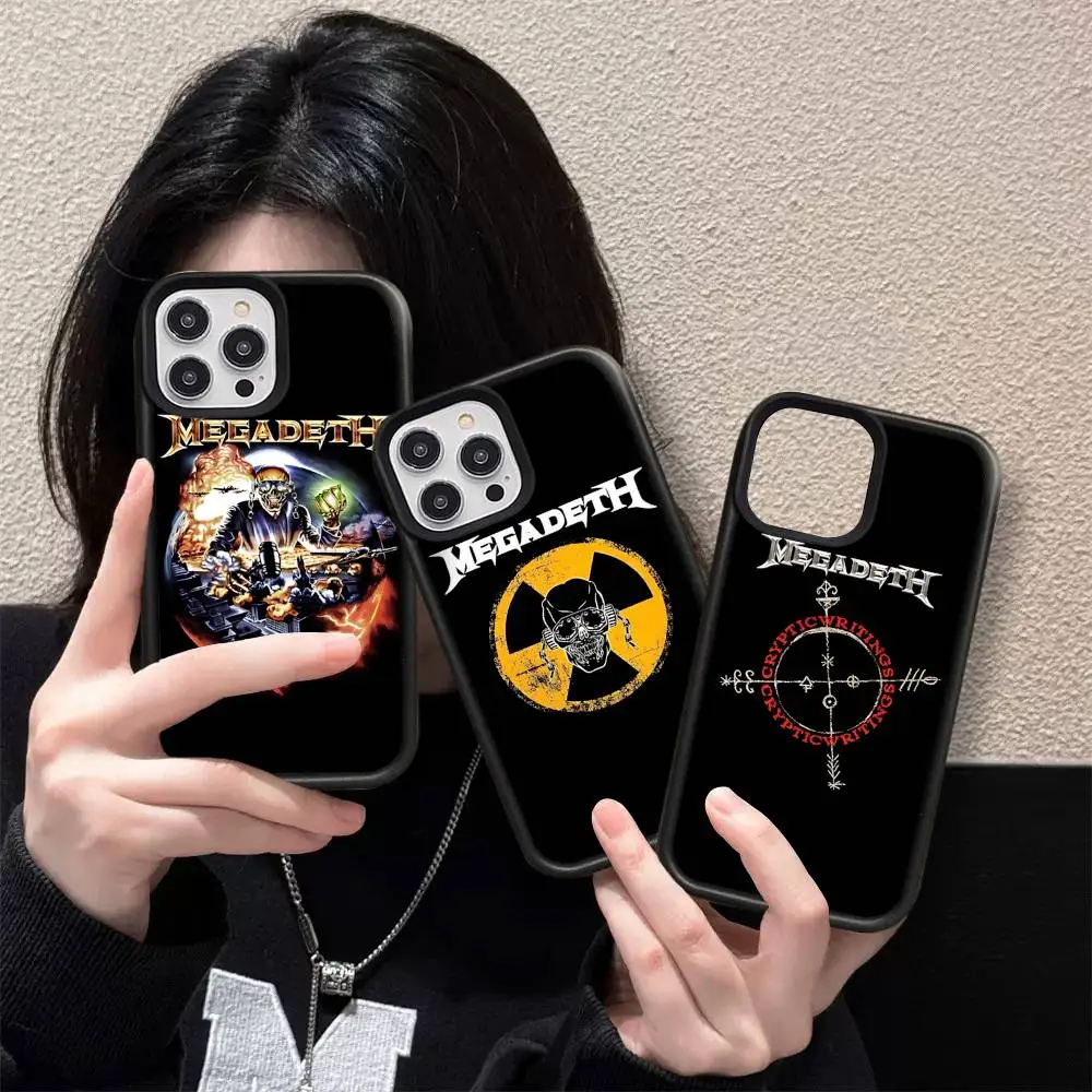 

1pc Rock Metal Band M-Megadeth Phone Case For IPhone 17 16 15 14 13 Plus 12 11 Pro Max PC+TPU Cases Back Cover