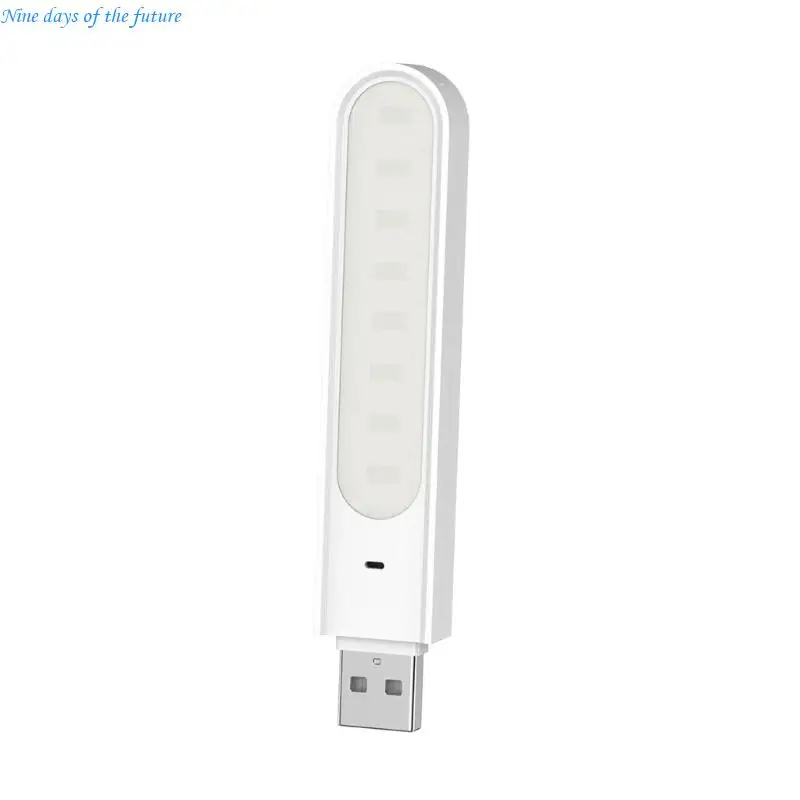 5V Type C USB Power Night Light  8 LED Portable Desk Lamp With Type C & USB Port E65A