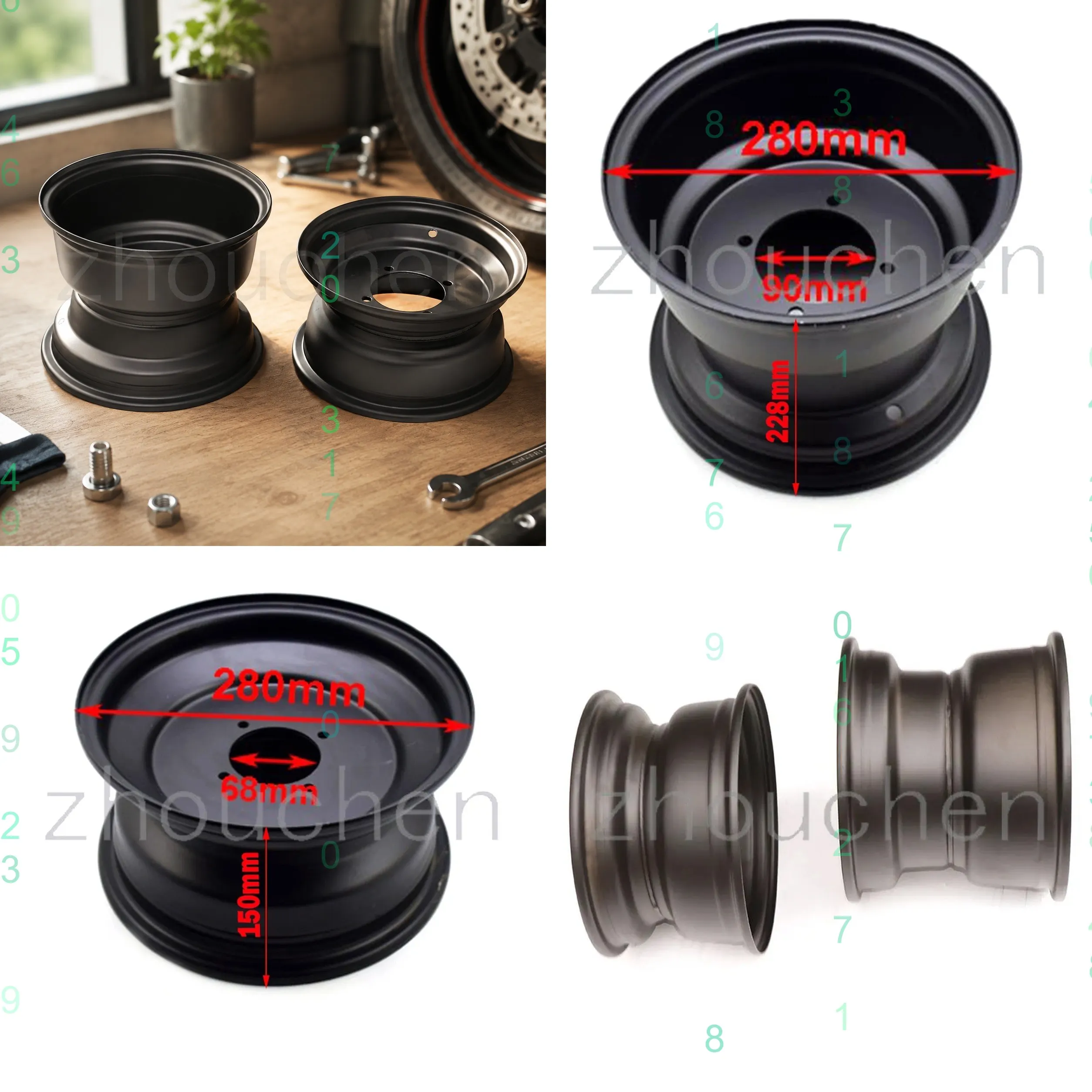 10 inch ATV Quad Wheel Rim for Go Kart Golf Buggy Drift Trike Off Road Motorcycle