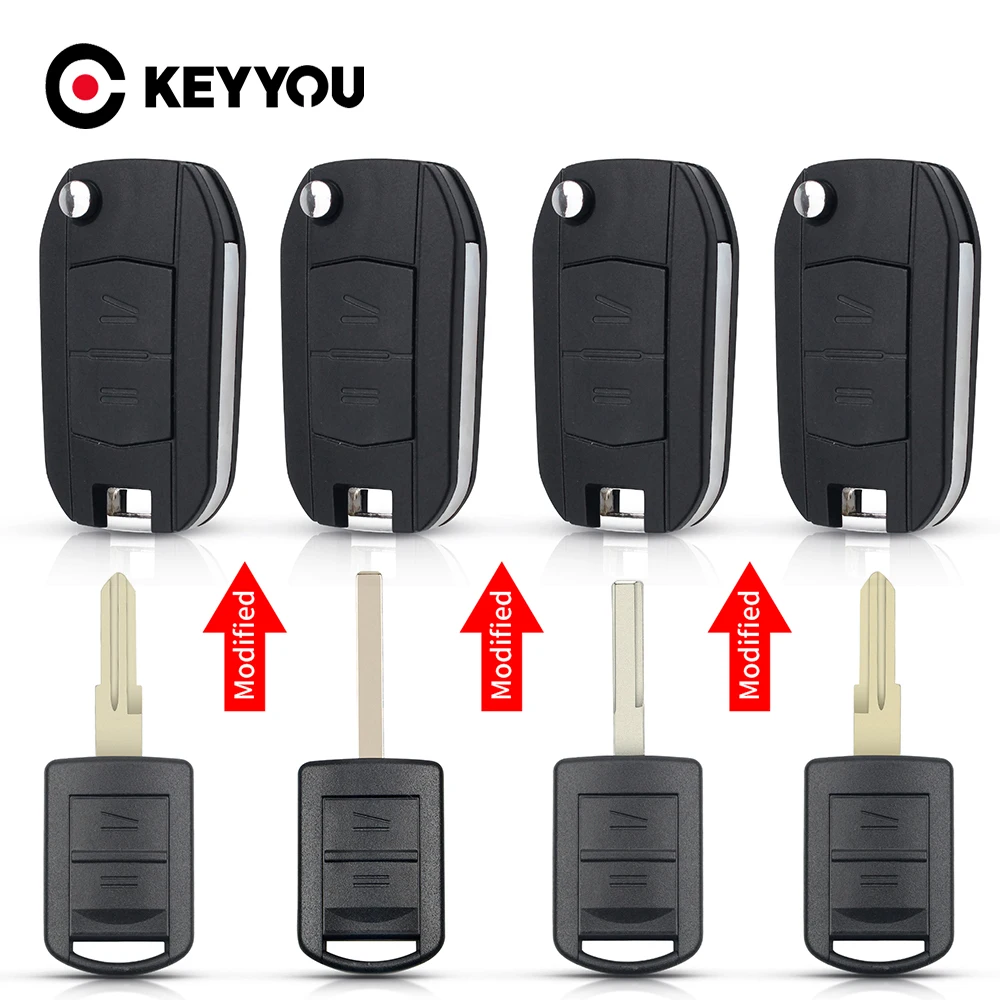 KEYYOU 2 Buttons Modified Flip Car Key Shell For Vauxhall Opel Corsa C Combo Tigra Meriva Agila Uncut Key Cover Remote Case