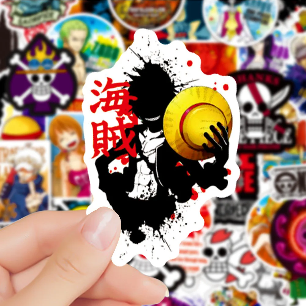 10/30/50pcs Cool ONE PIECE Luffy Stickers Black And White Zoro Sticker Laptop Motorcycle Skateboard Bike Stationery Toys Decal