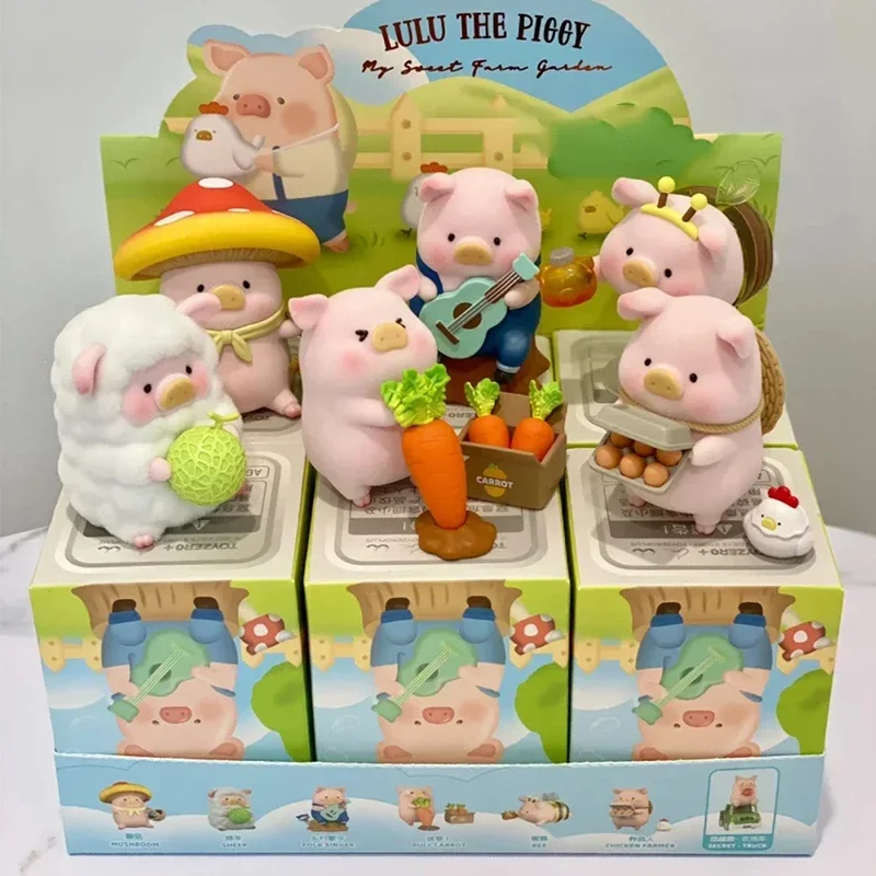 Lulu Pig Farm Series Blind Box, Caixa misteriosa animal, Porco bonito enlatado, Decoração desktop, Brinquedos modelo colecionáveis, presente de aniversário infantil, novo