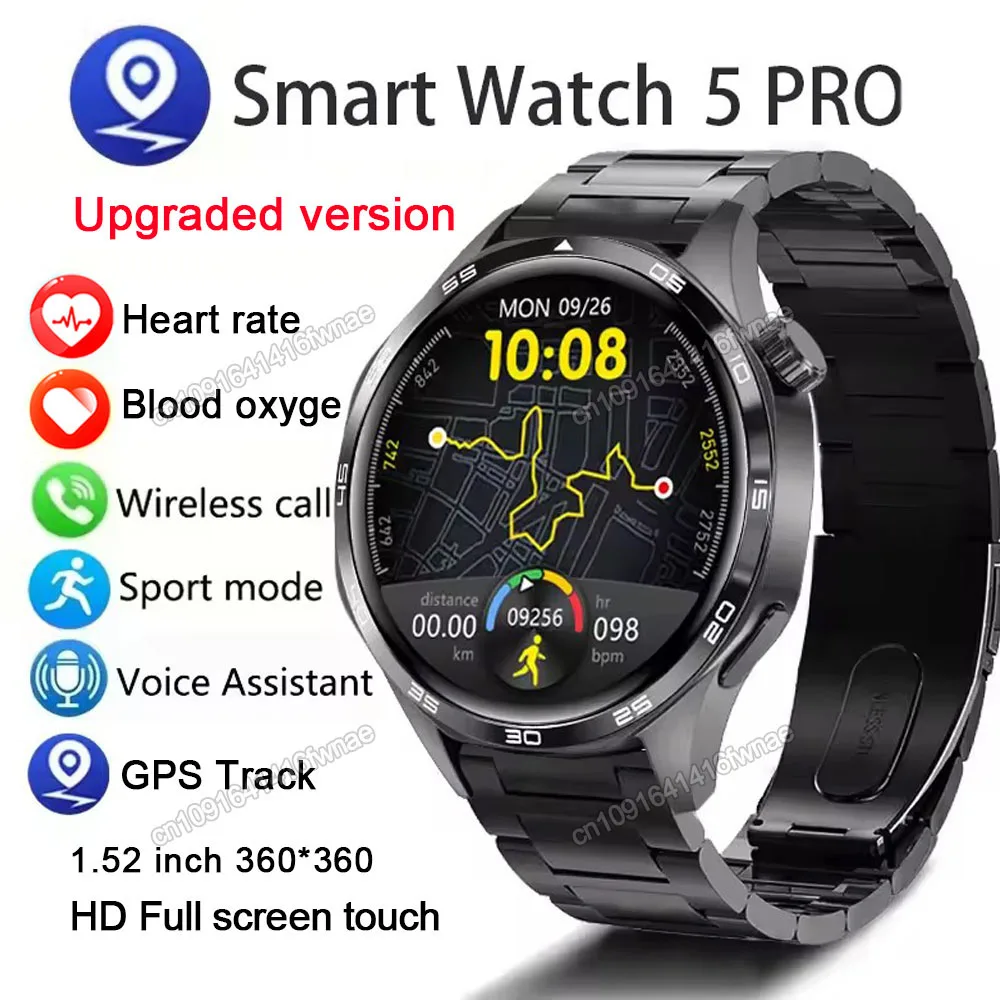 

Часы 5 Pro AMOLED Экран Смарт-часы Подарочные спортивные часы Мужчины Женщины Bluetooth Телефонный звонок Смарт-часы Фитнес Наручные часы GPS Band