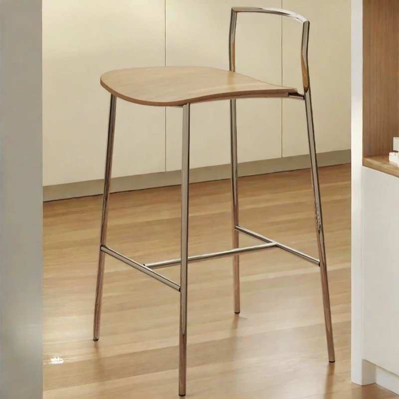 Traditional Wooden Bar Chair With Backrest Barstool Minimalist Dining Room Bar Chair Modern Sillas Para Barra Alta Furniture