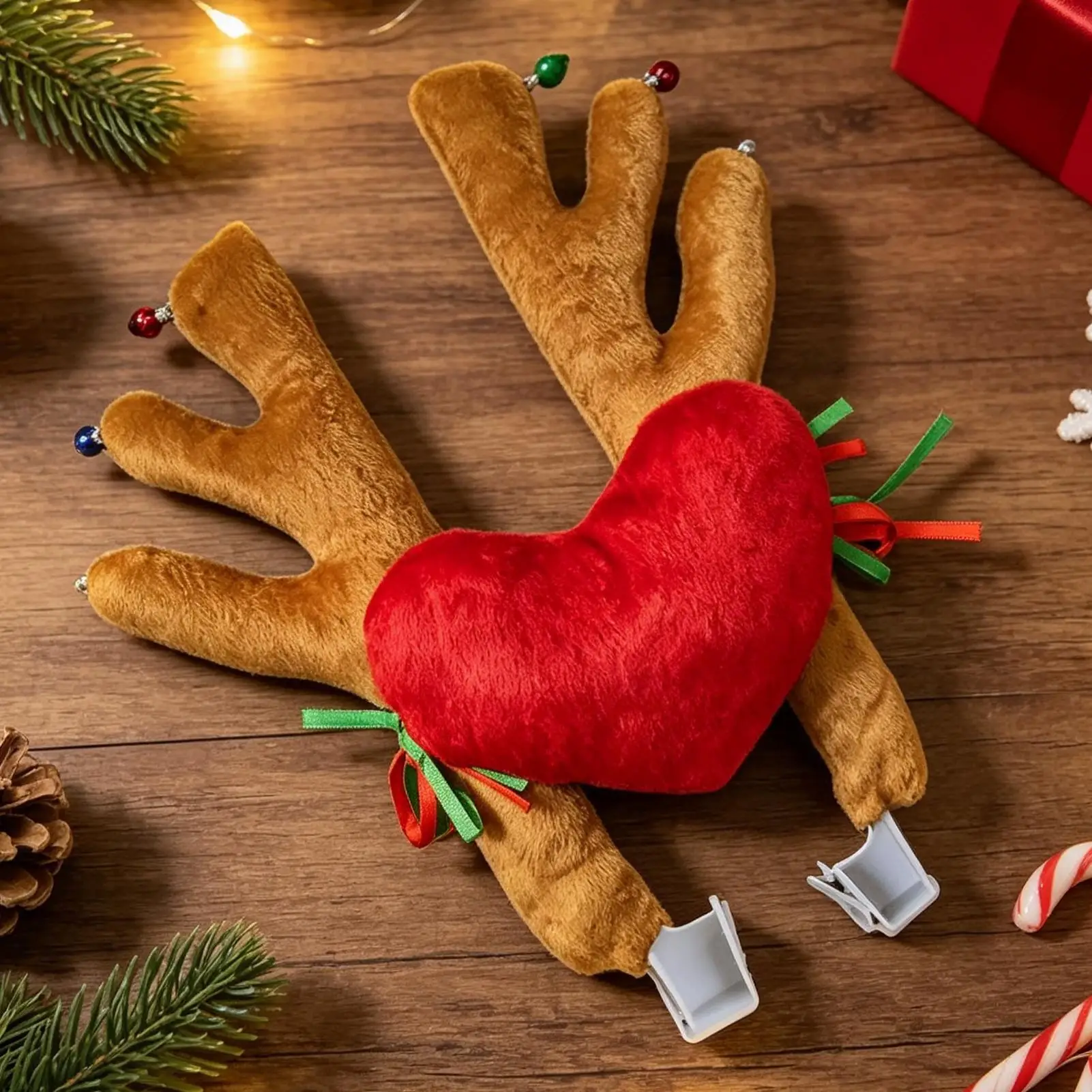 Car Reindeer Antlers Festive Secure Christmas Vehicle Exterior Vehicle Reindeer Horns Decoration Set For Highway Driveway Garage