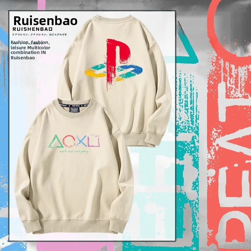 

PS5 Gng Cany round Ne Fce Lined Loose Fit Thin Men's Sweatirt Casual Comfortable Cotton Polyest...