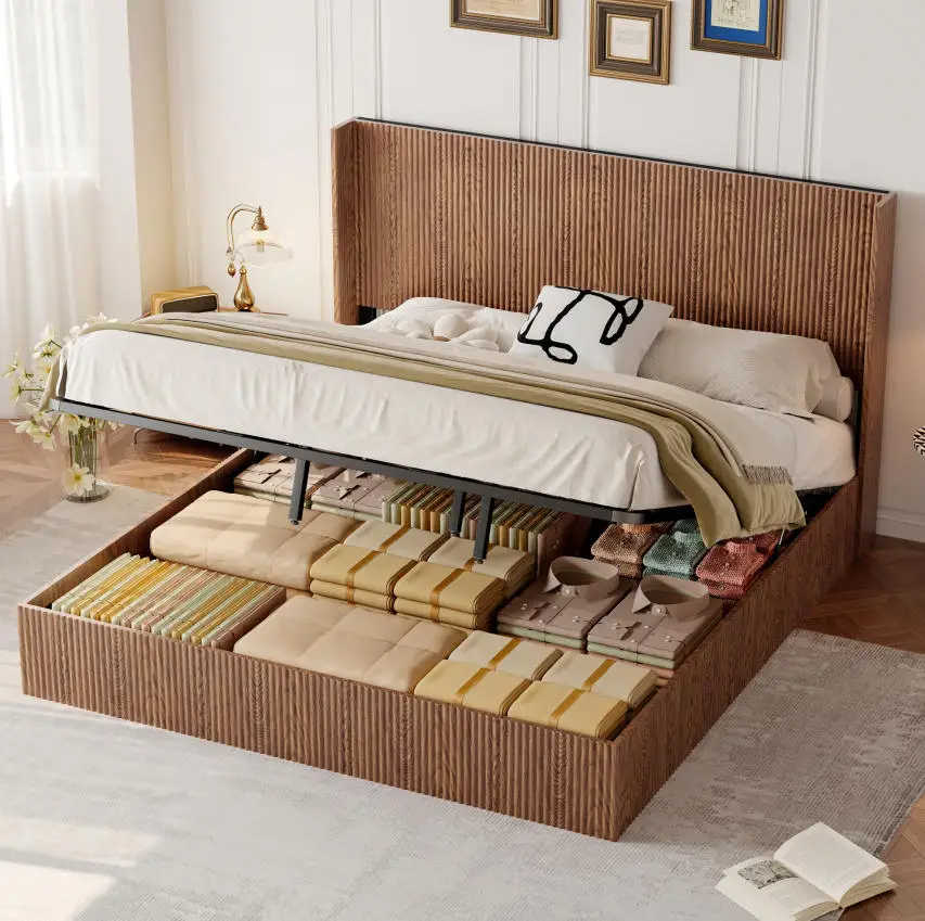 

#Luxury Modern King-Size Wooden Bed Frame Handcrafted Luxury Oak Wood Bedroom Furniture