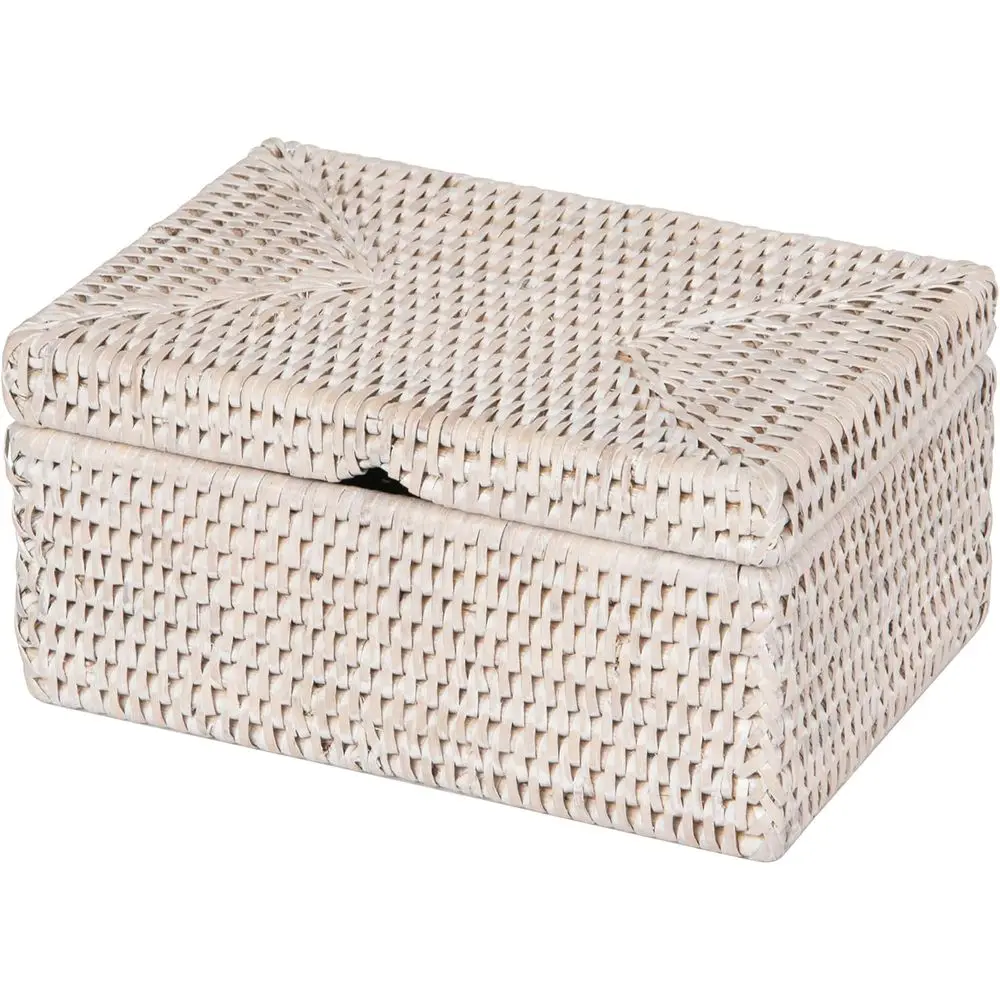 

Rattan Storage Box for Wet Wipes and More (White)