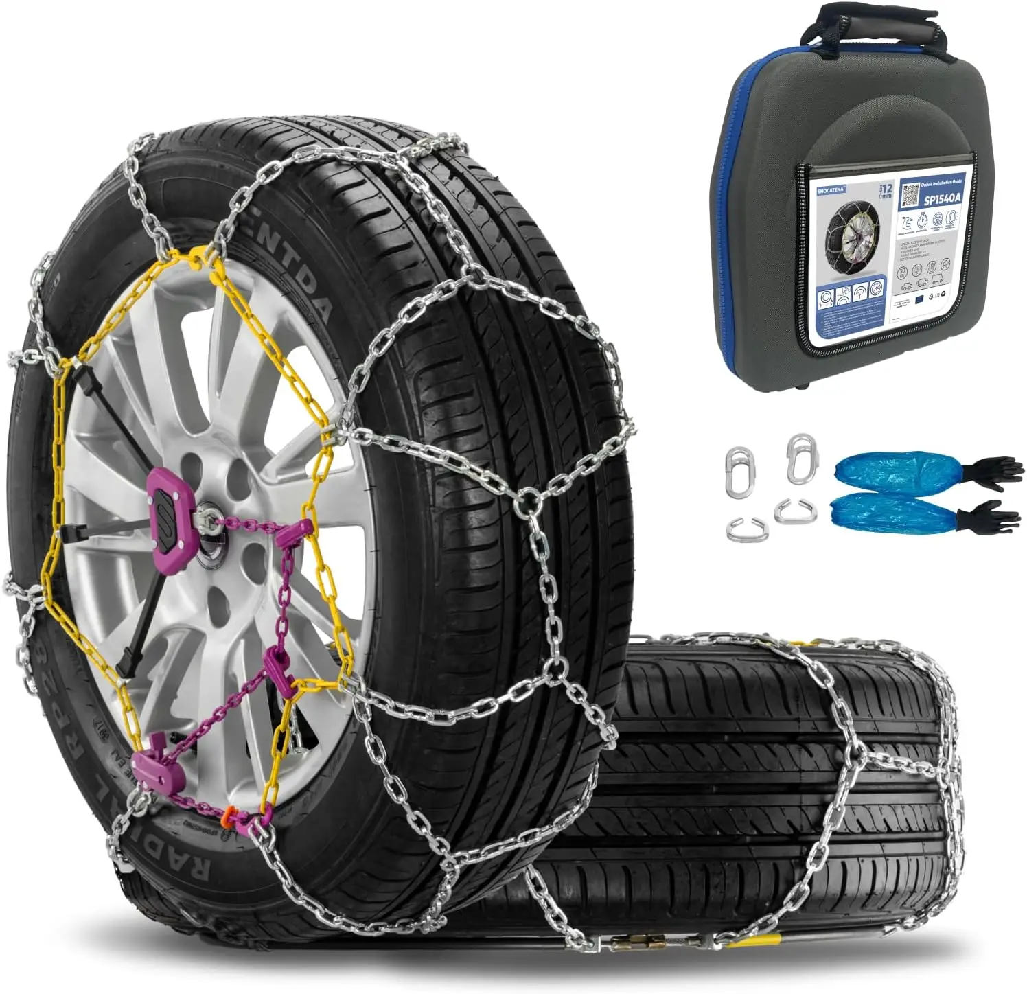 

Snow Chains for Car,SUV,Truck and Pickup,Universal Emergency Tire chains,Compatible with - Set of 2