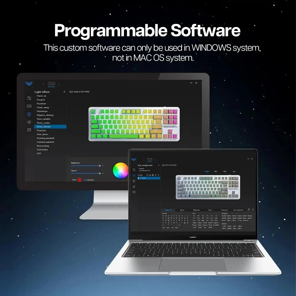 AULA F87Pro RGB Gaming Keyboard Esports Mechanical 2.4g/Usb/Bluetooth Wireless 87 Key Hot Pluggable Customized Keyboard