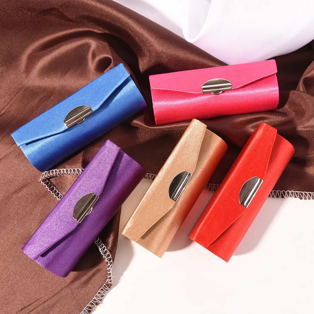 Solid Color Fashion Lipstick Case Holder With Mirror Inside & Snap-On Closure