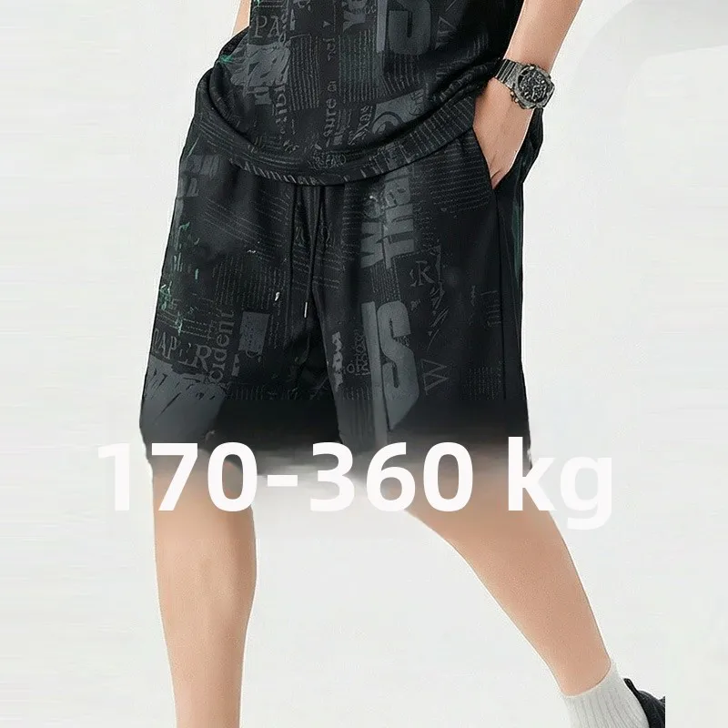 

Large Size Ice Silk Men's orts Breathable Qui Dry Summer Faion Casual Pants mid Waist Straight Leg Printed Pattern