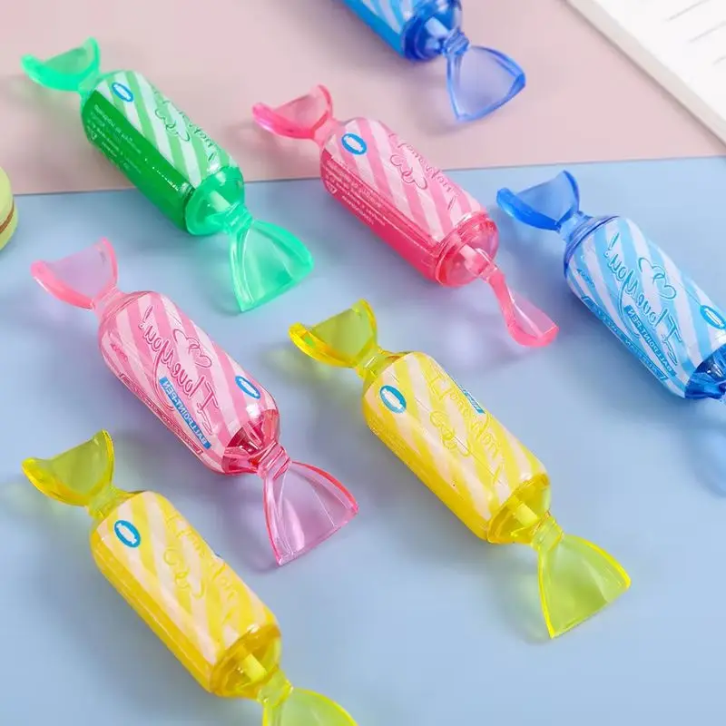 10 шт./лот, креативные шариковые ручки с имитацией конфет, милые шариковые ручки ярких цветов синего цвета, школьные канцелярские принадлежности, подарок на Хэллоуин