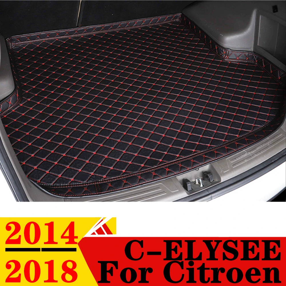 High Side Car Trunk Mat For Citroen C-ELYSEE 2018 2017 2016 15 2014 XPE Tail Boot Tray luggage Pad Rear Cargo Liner Carpet Cover