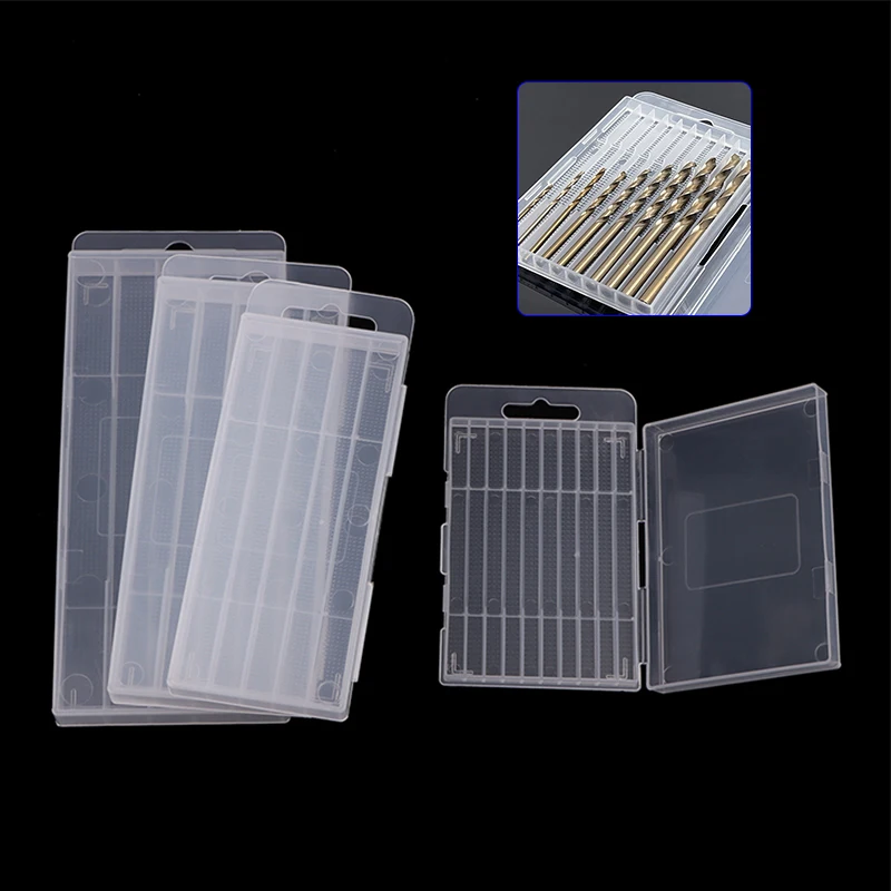 

Пустая коробка для спиральных сверл, ящики для хранения, пластиковый ящик для инструментов, аксессуары для инструментов, деревообрабатывающие сверла, прозрачная пластиковая коробка с 5/10 отверстиями