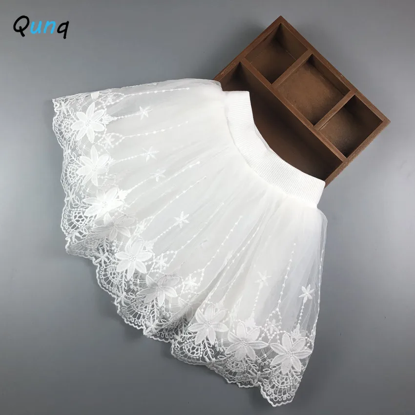 Qunq Girls Tutu Skirt Flower Embroidery Summer Kids Mesh Skirts for Girls 2022 Toddler Teens Children Lovely Princess Clothing