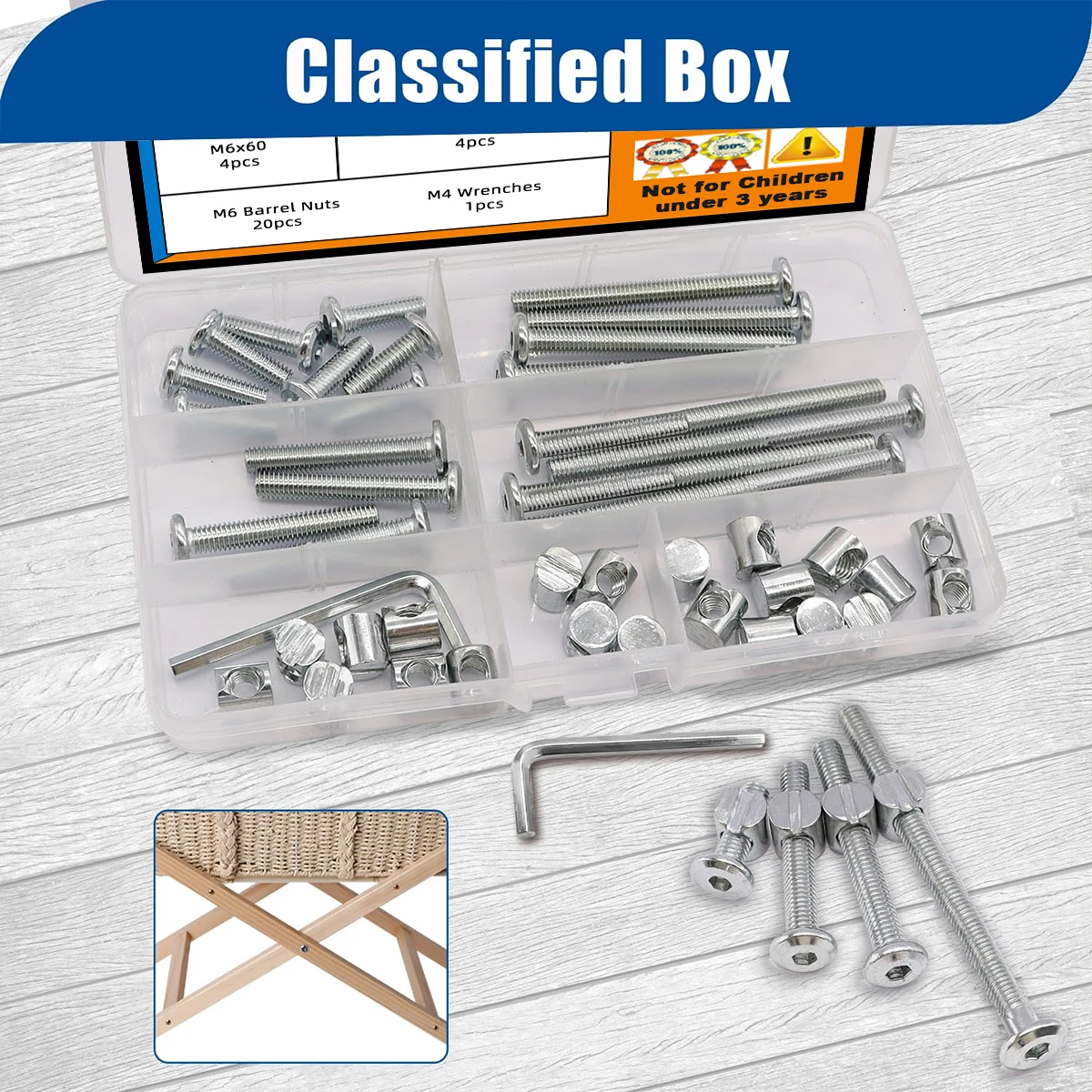 20 مجموعات من مسامير سرير الطفل الأجهزة استبدال عدة ذات الطابقين السرير الترباس سداسية المقبس مسمار مزلاج مع دلو الجوز/وجع #5