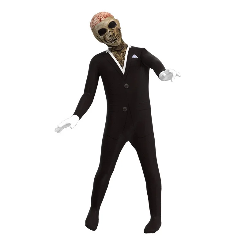 Halloween Suit Skeleton Grim Reaper Kids Costume Cartoon Printed Skeleton Mask tuta Adult Cosplay Horror Game genitore-figlio