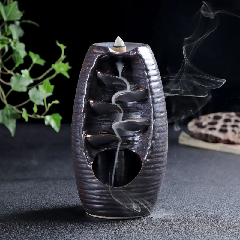 Keramik-Wasserfall-Rückfluss-Räucherständer, Zen-Aromatherapie-Heimdekoration, Räucherhalter für Zuhause und Büro, für Spa, Yoga und Meditation