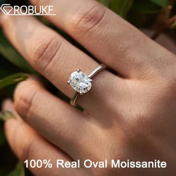 2 carat moissanite ring for women Oval cut D color VVS1 Lab diamond S925 silver wedding promise band with certificate